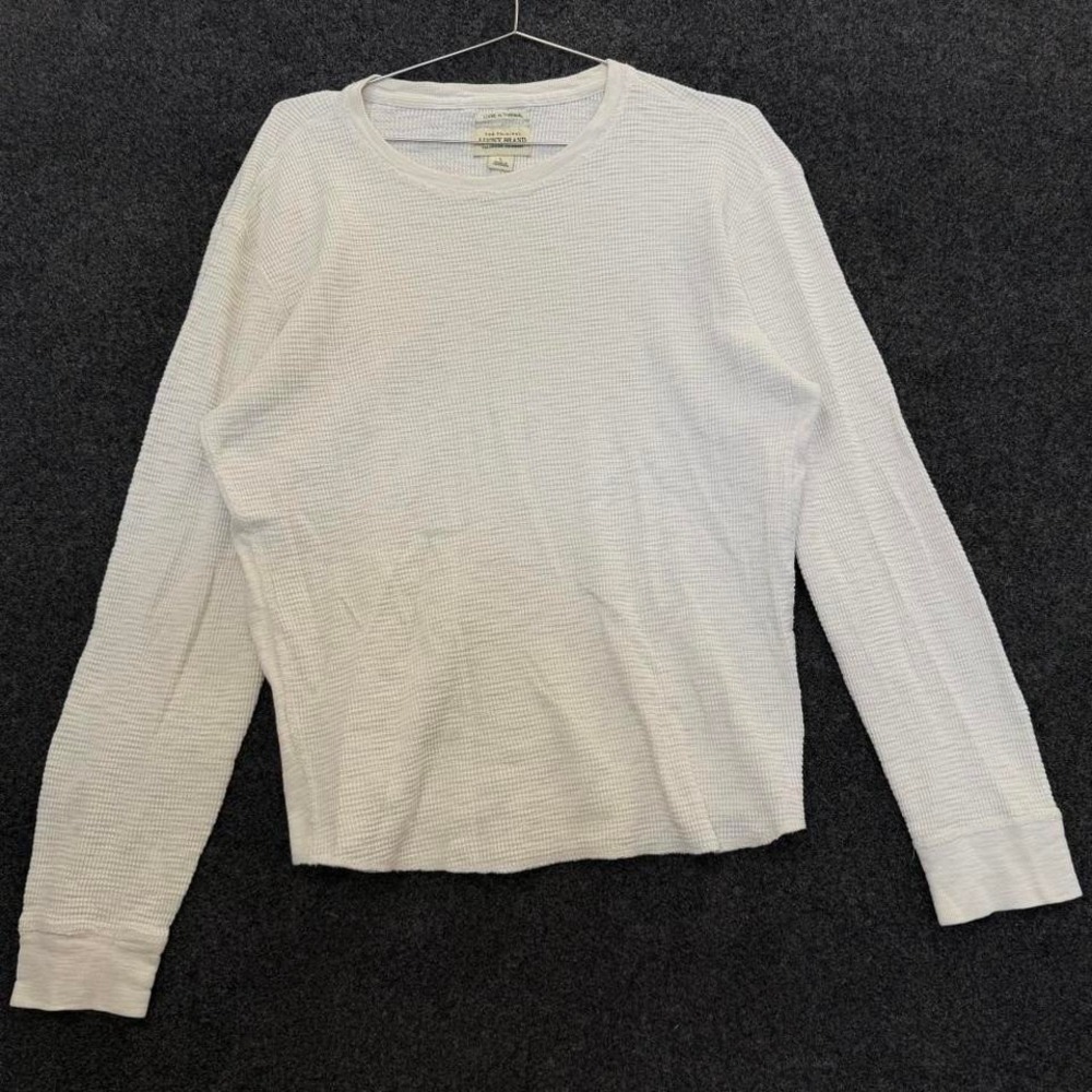 Lucky Brand White Lived In Thermal Long Sleeve Mens Large Minimalist